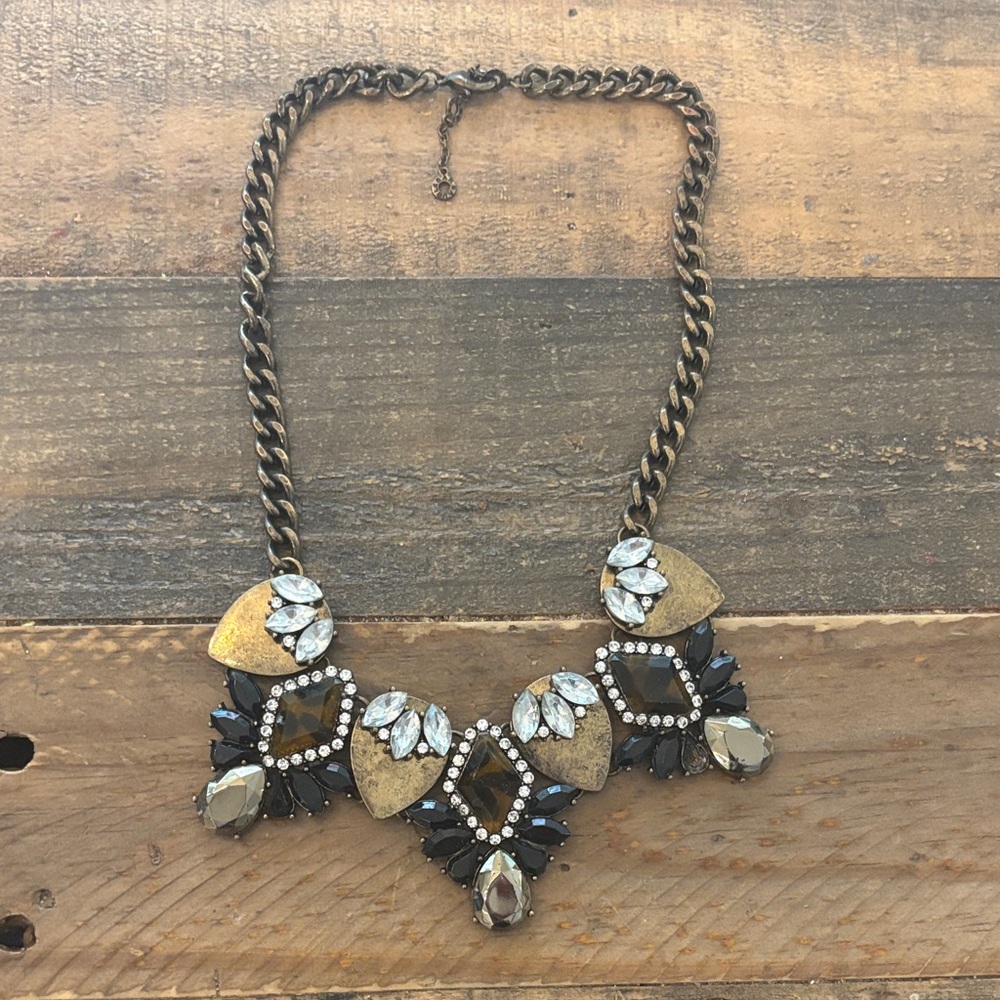 Anthropologie Gold and Black Statement Necklace